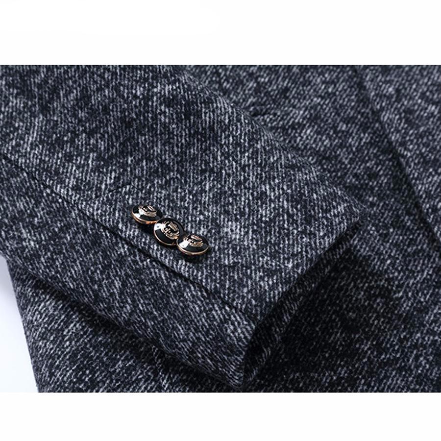 Long wool coat worn