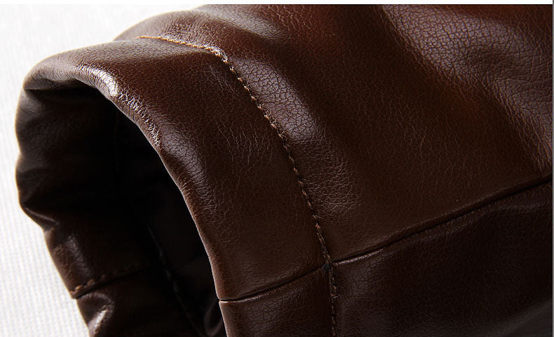 Leather-look jacket pocket detail