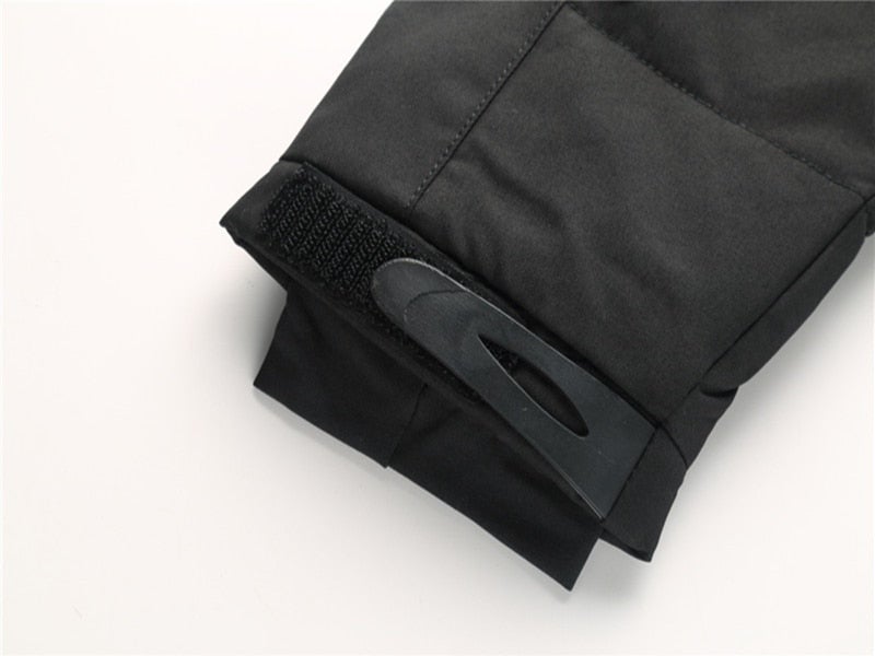 Duck down parka worn outdoors