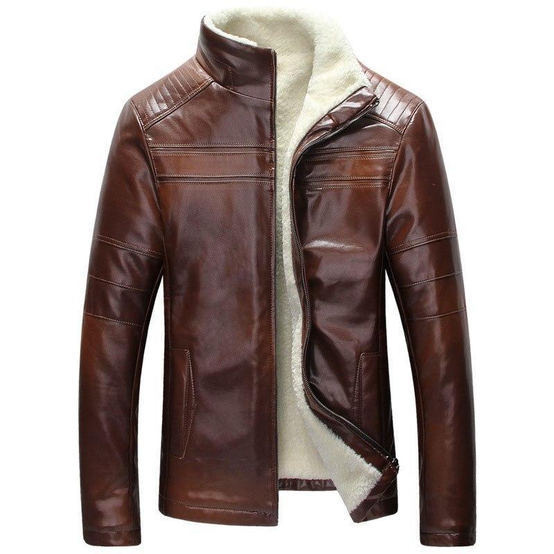 Leather-look jacket in brown