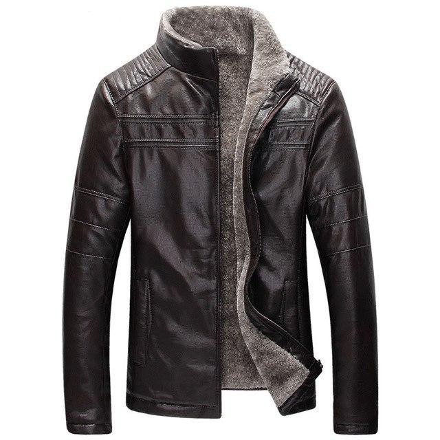 Leather-look jacket in dark brown
