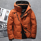 Duck down parka in orange
