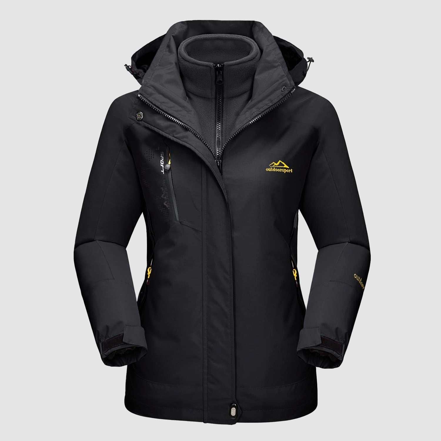 Ski jacket 3-in-1 waterproof fleece-lined in blue camo