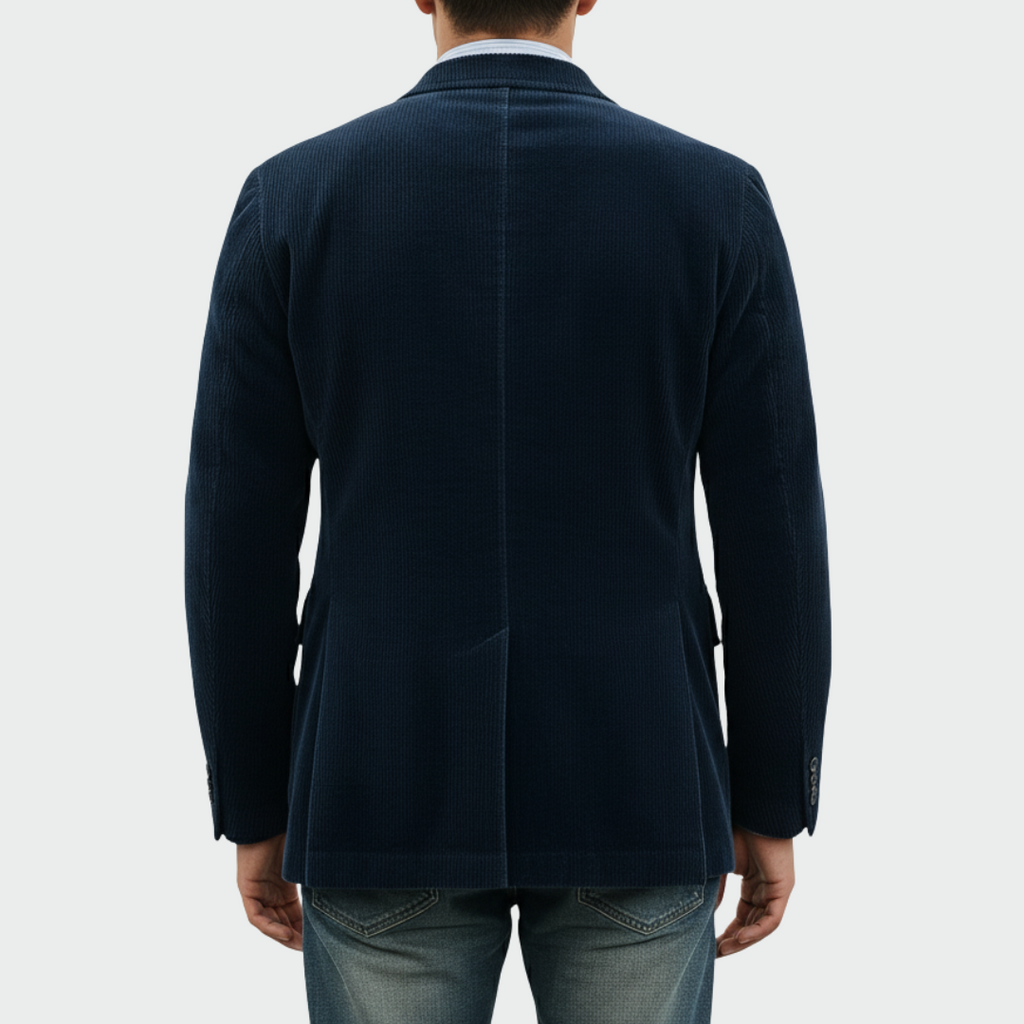 Tailored blazer and vest set, two-piece styling detail view