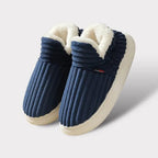 Plush cushioned slippers, top view showing padded opening