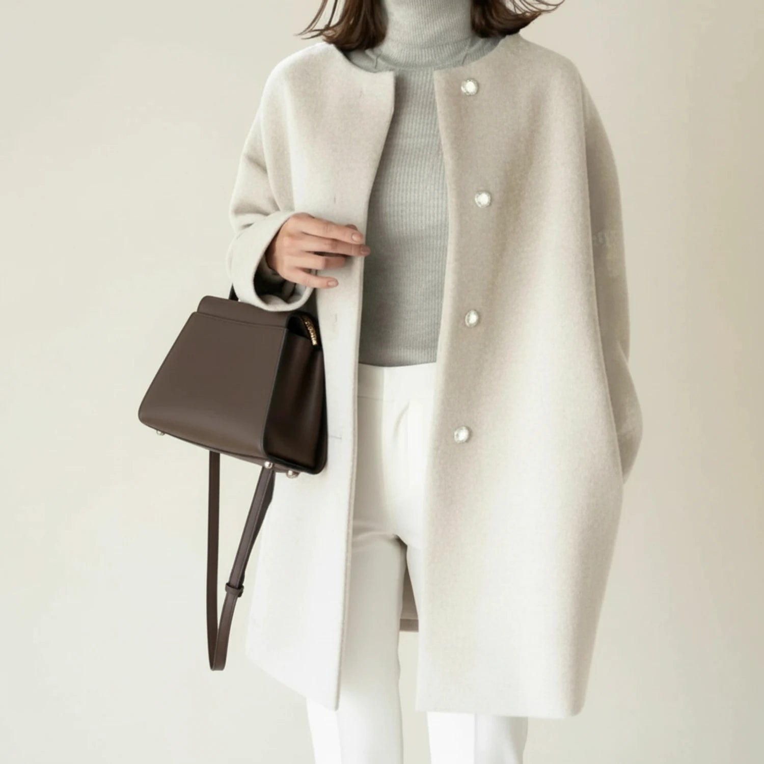 Minimalist Collarless Coat A-Line