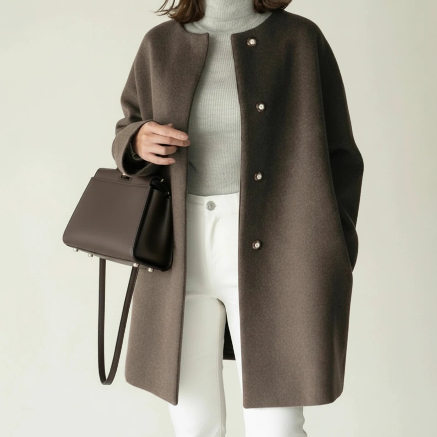 Minimalist Collarless Coat A-Line