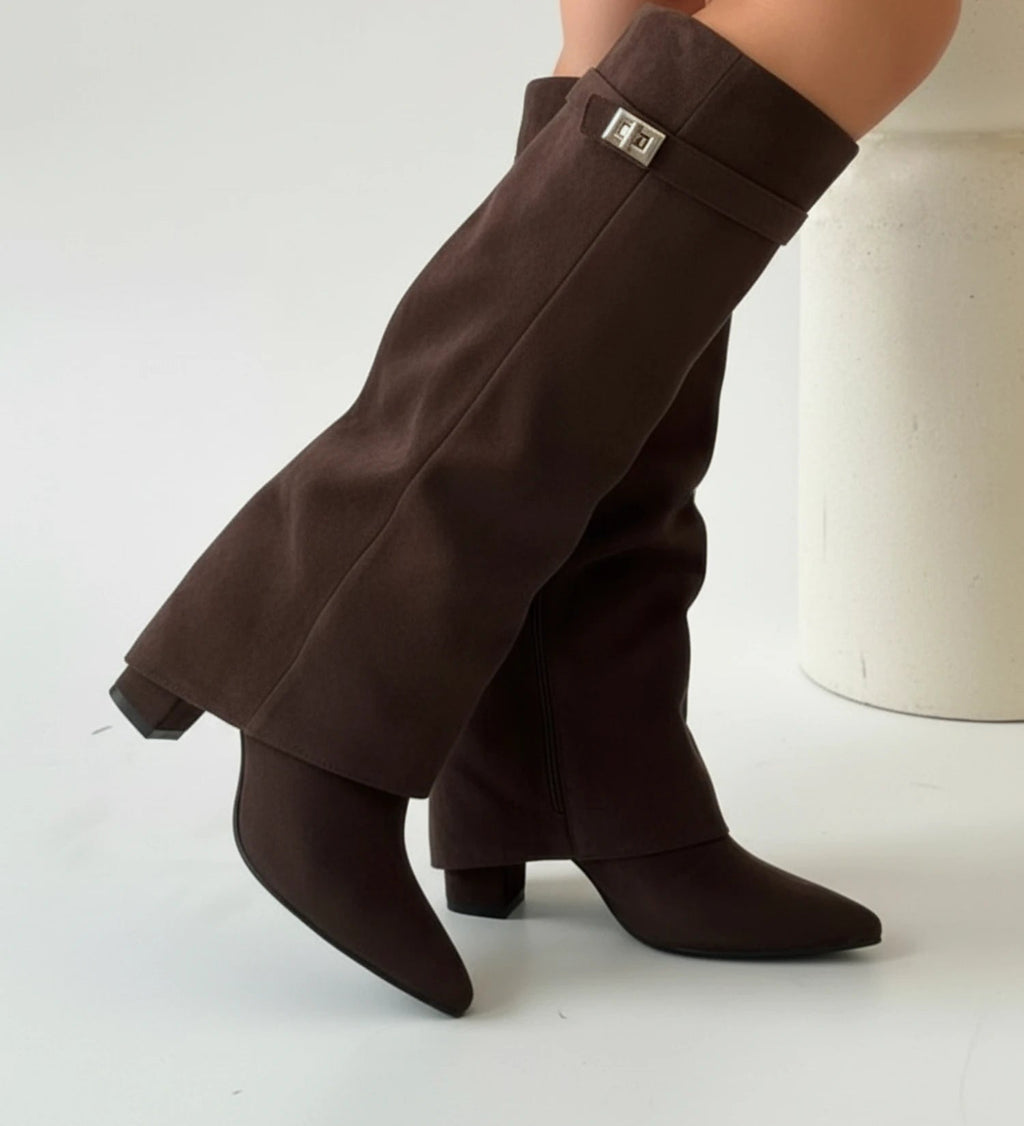 Pointed-Toe Boots Slouch Knee-High