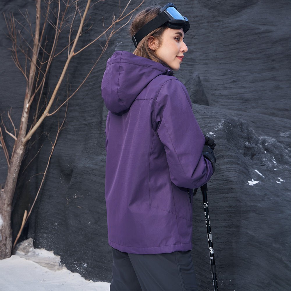 Ski jacket 3-in-1 waterproof fleece-lined in black