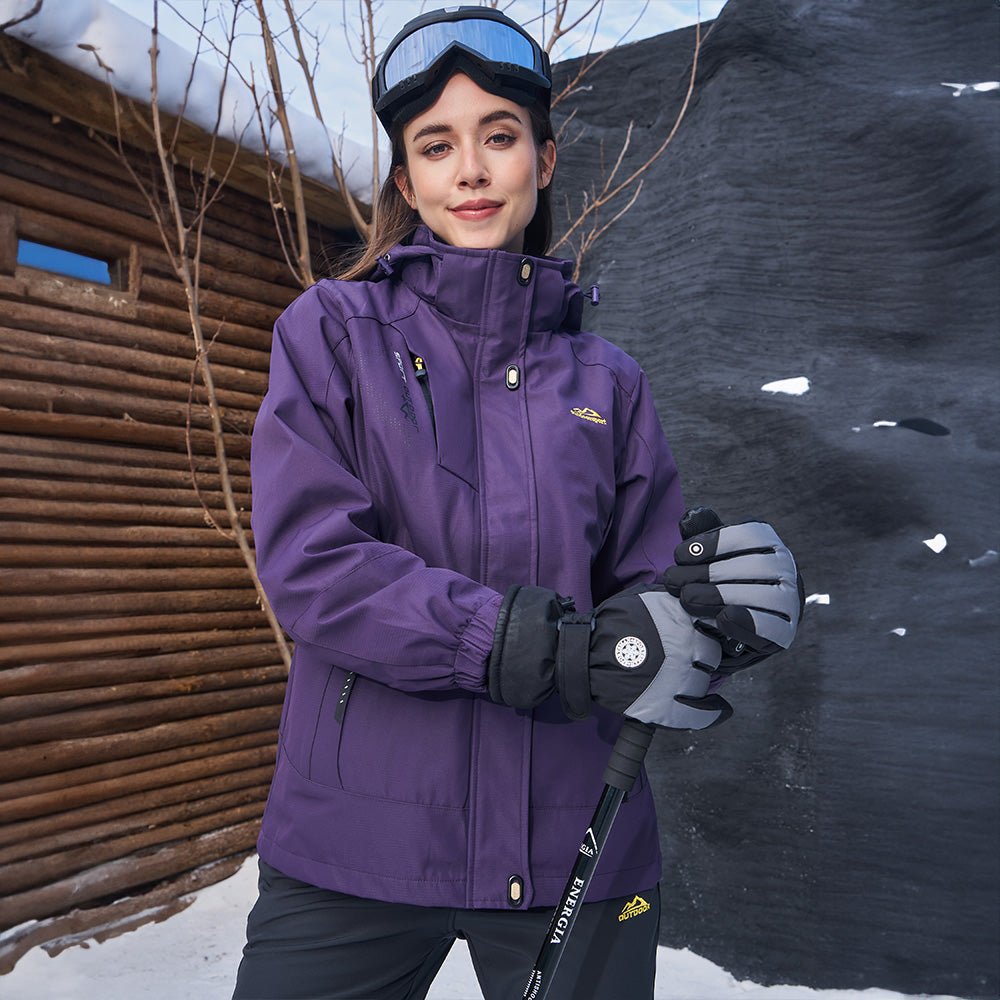 Ski jacket 3-in-1 waterproof fleece-lined in pure black